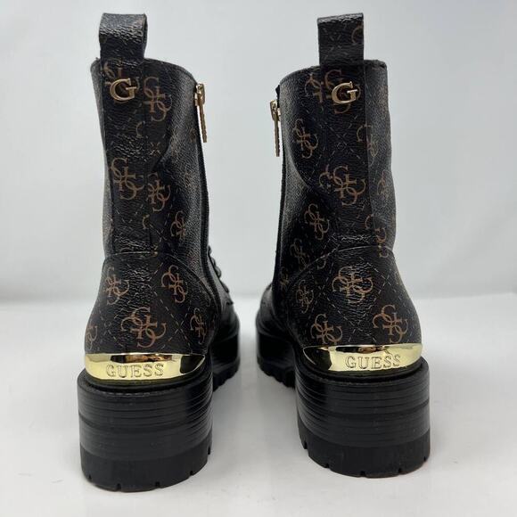 Guess Women's GW Fearne Combat Boots Size 9.5  Black & Gold Chunky Sole - Picture 9 of 15